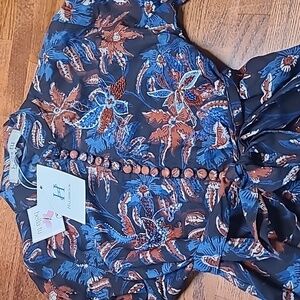 Floral Long Sleeve Dress, With Tie